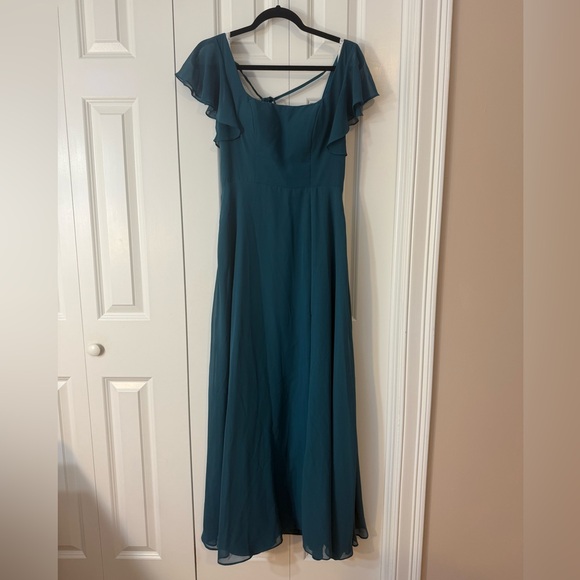 Azazie Bondi Bridesmaid Dress Peacock size A6 - Picture 3 of 3